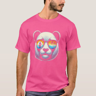 T-shirt Panda Avec Lunettes De Soleil Rétro