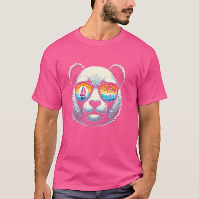 T-shirt Panda Avec Lunettes De Soleil Rétro (Devant)