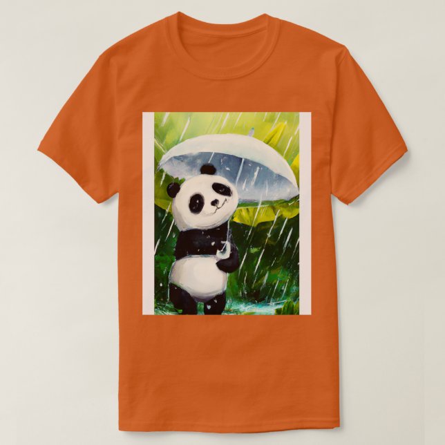 T-shirt Panda avec parapluie feuille (Design devant)