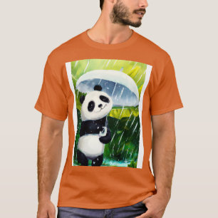T-shirt Panda avec parapluie feuille