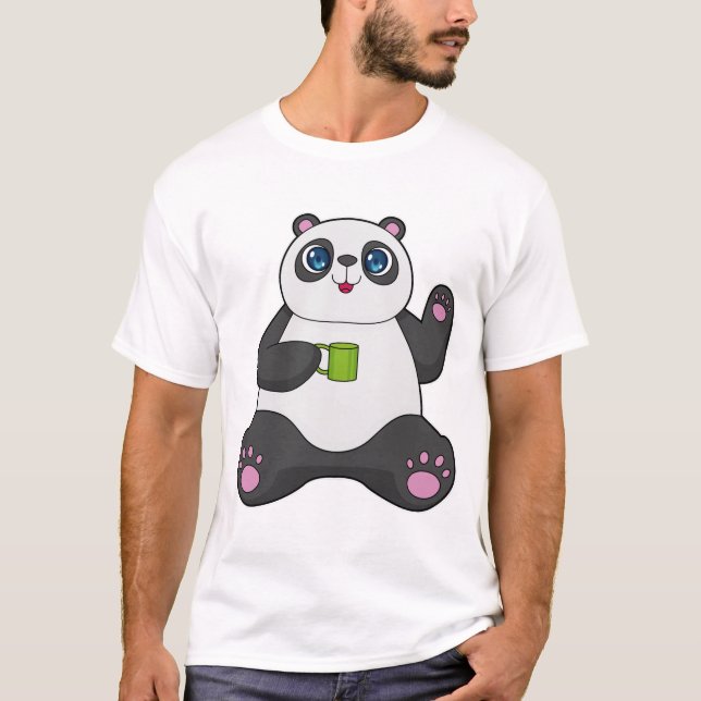 T-shirt Panda avec tasse de café (Devant)
