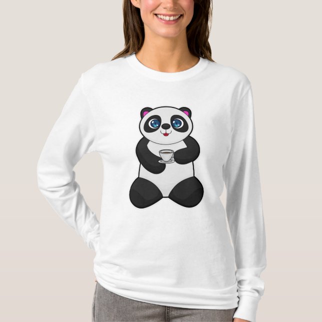 T-shirt Panda avec tasse de café (Devant)