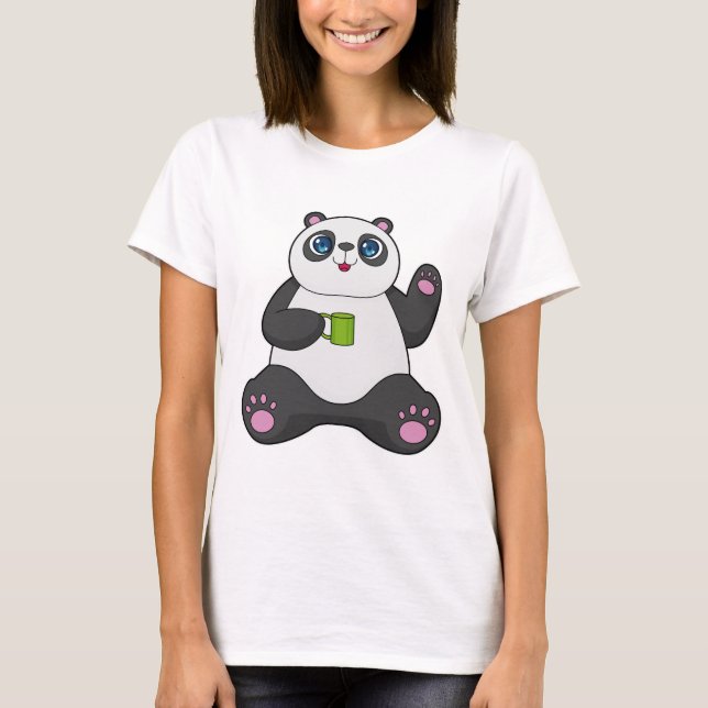 T-shirt Panda avec tasse de café (Devant)