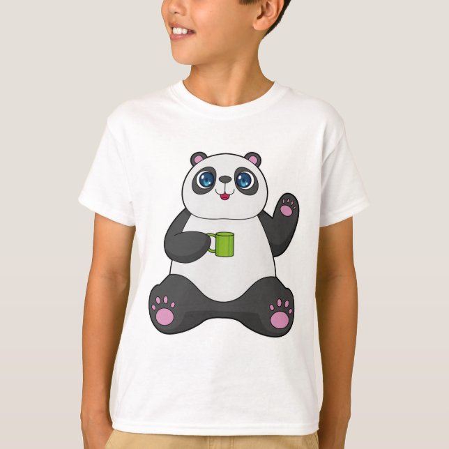 T-shirt Panda avec tasse de café (Devant)