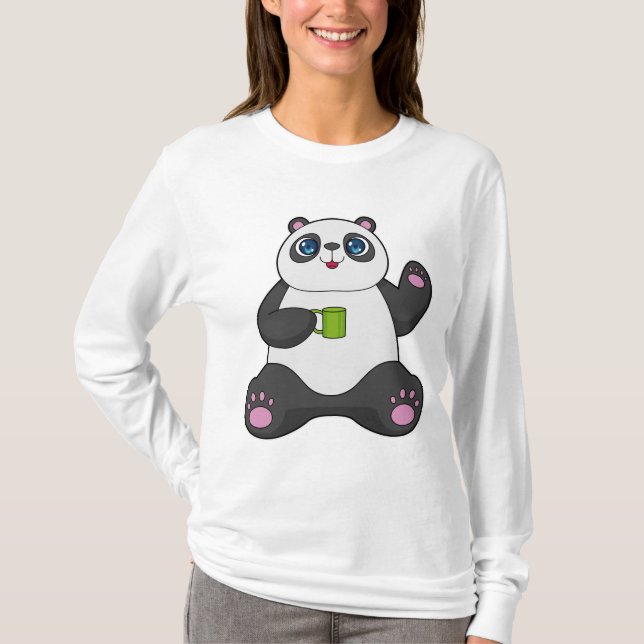 T-shirt Panda avec tasse de café (Devant)