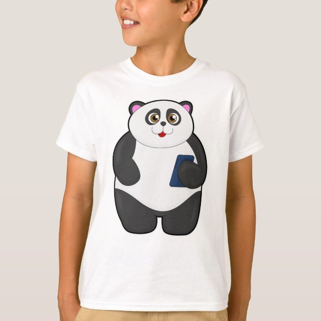 T-shirt Panda avec téléphone portable (Devant)