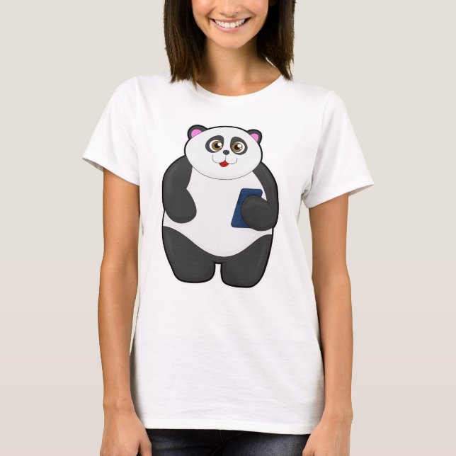 T-shirt Panda avec téléphone portable (Devant)