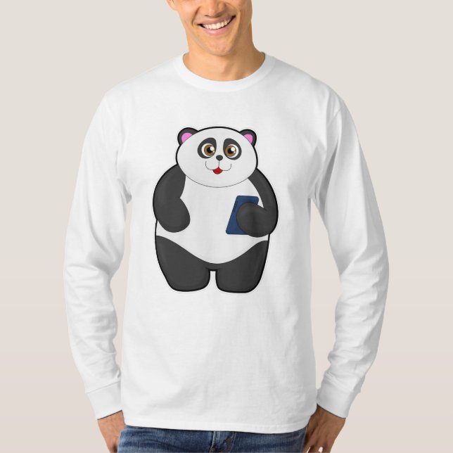 T-shirt Panda avec téléphone portable (Devant)