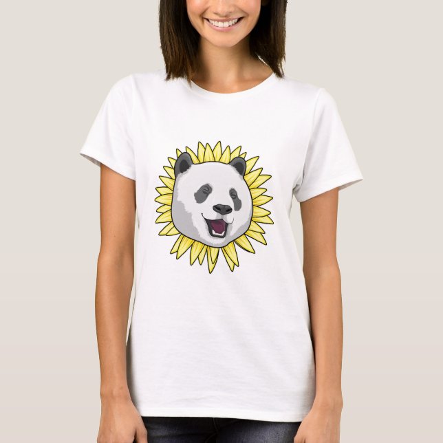 T-shirt Panda avec tournesol (Devant)