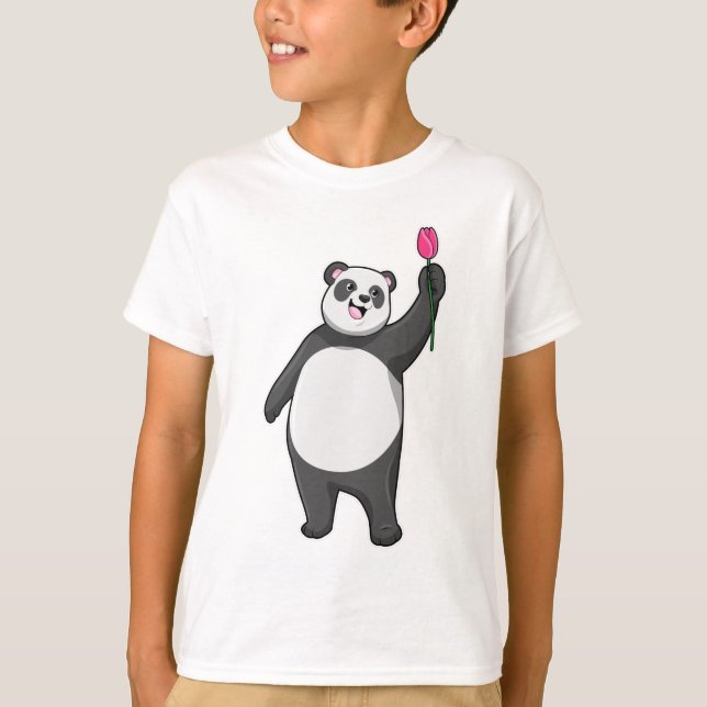 T-shirt Panda avec Tulipe (Devant)