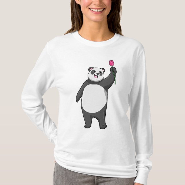 T-shirt Panda avec Tulipe (Devant)