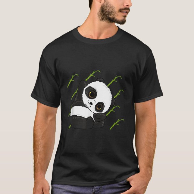 T-shirt Panda Bamboo Motif Ours noir blanc (Devant)