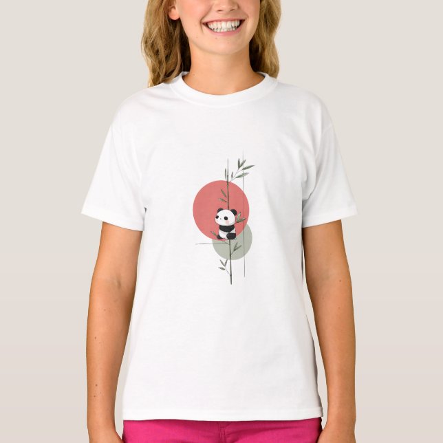 T-shirt Panda Bambou Grimpe Enfants (Devant)