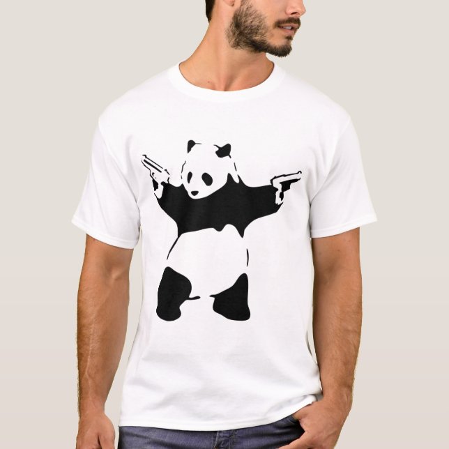 T-shirt Panda Banksy Avec Armes À Feu (Devant)