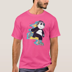 T-shirt Panda Bear avec des patins à rouleaux pour patinag