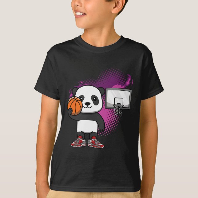 T-shirt Panda Bear Bysketbyll joueur Amoureux des animaux  (Devant)