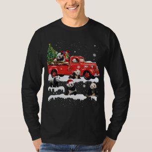 T-shirt Panda Bear équitation Camion Rouge Joyeux Noël Noë