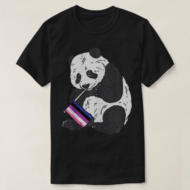 T-shirt Panda Bear Genderfluide Flag Pride non binaire LGB (Design devant)