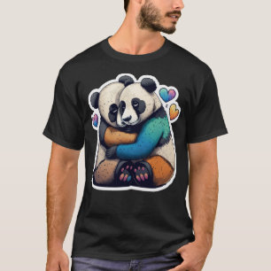T-shirt PANDA BEAR HUGS LOVE JAUNE Oreiller