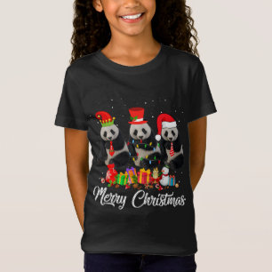T-Shirt Panda Bear Pajama de Noël Arbre Lumières de Noël A