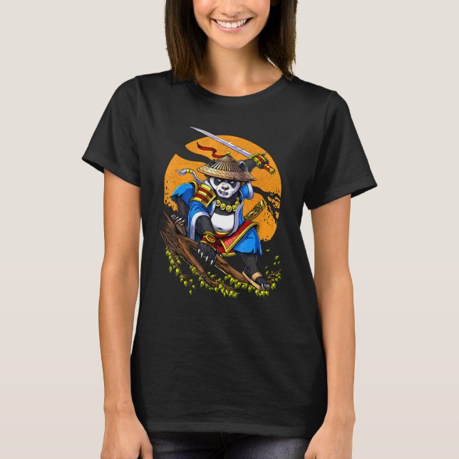 T-shirt Panda Bear Samurai Warrior Ninja Animal Kids Boys (Devant)