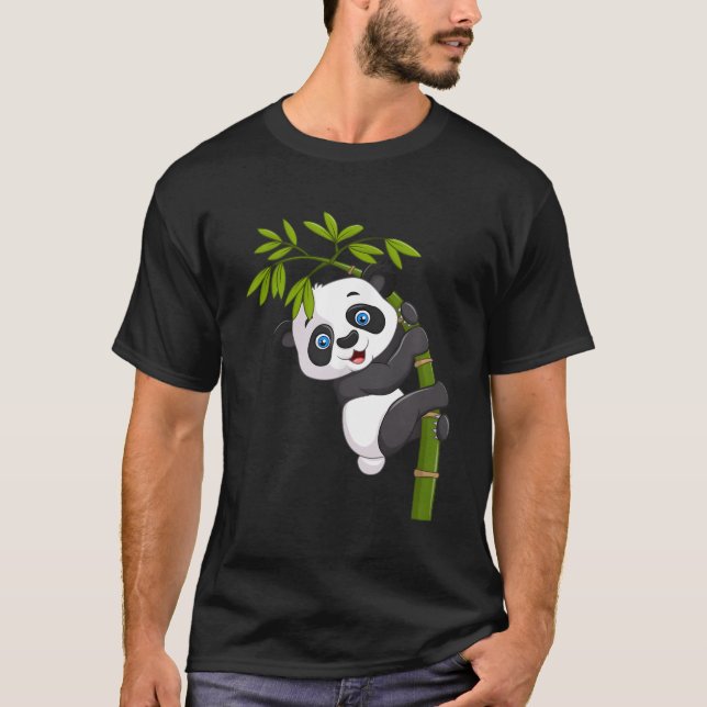 T-shirt Panda Bear Silly Animal Escalade Bamboo (Devant)