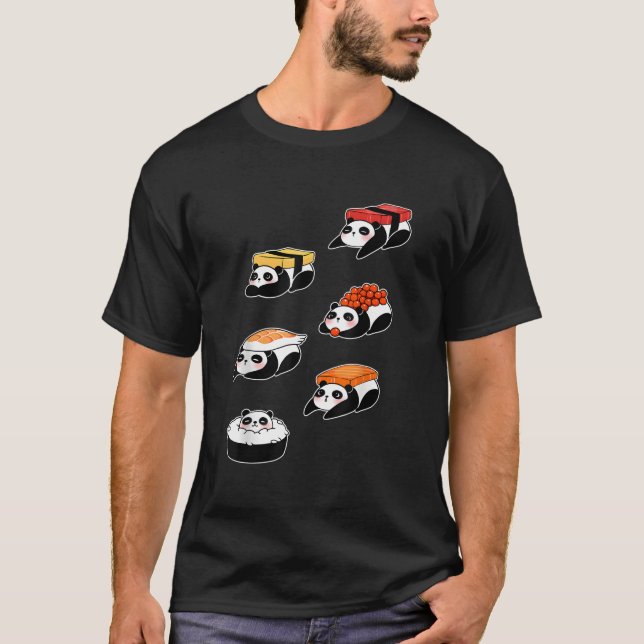 T-shirt Panda Bear Sushi Sashimi Japanese Food (Devant)