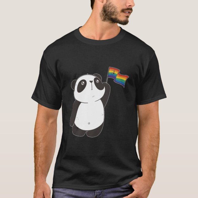 T-shirt Panda Bear With Rainbow Flag For And Children (Devant)