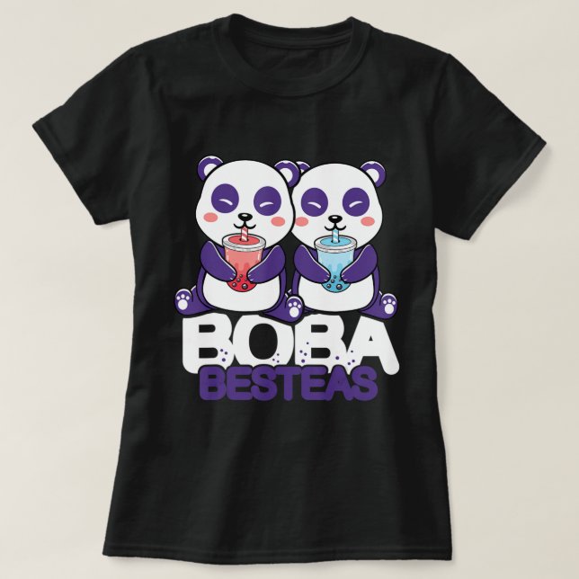T-shirt Panda Boba Bubble Tea Anime Kawaii Neko Girls (Design devant)