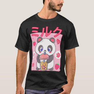 T-shirt Panda Boba Tea Buble Tea Anime Kawaii fraise