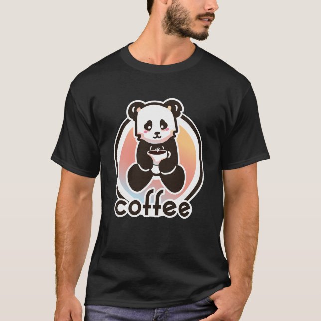 T-shirt Panda boire du café (Devant)