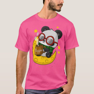 T-shirt Panda café - Panda mignonne dans la lune