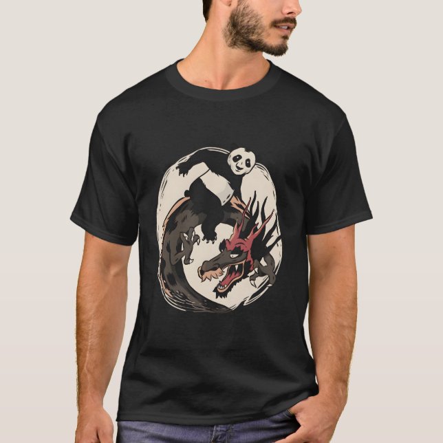 T-shirt Panda chevauchant le dragon chinois (Devant)