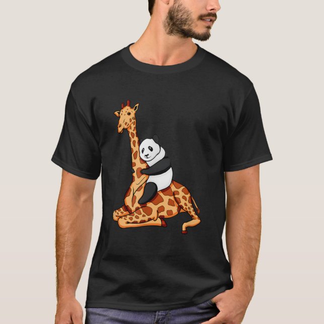 T-shirt Panda chevauchant une girafe (Devant)