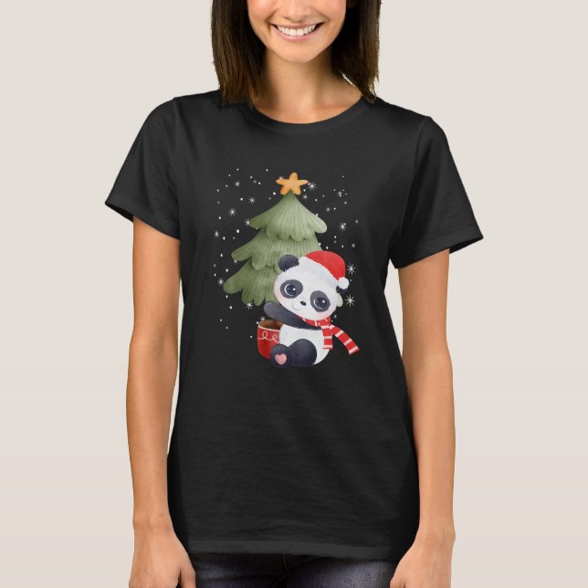 T-shirt Panda Christmas Pyjamas Casquette Noël Jumelage de (Devant)