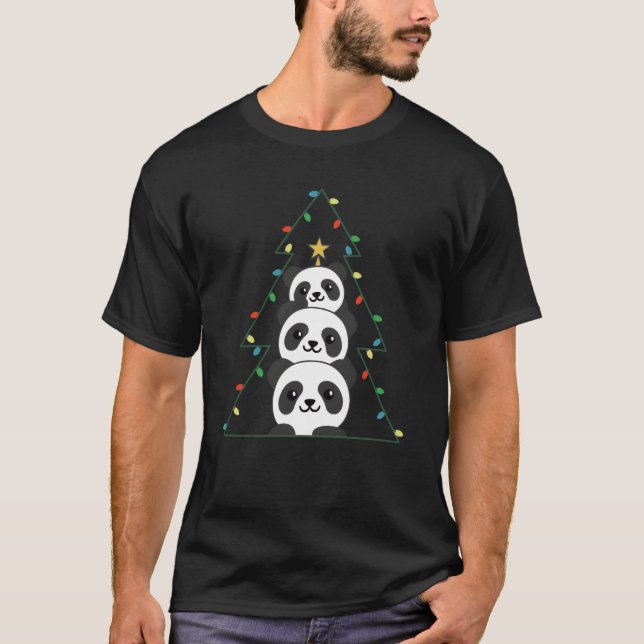 T-shirt Panda Christmasree Noël Animaux Pandas fille (Devant)