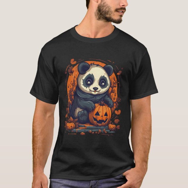T-shirt Panda Citrouille Panda Halloween (Devant)