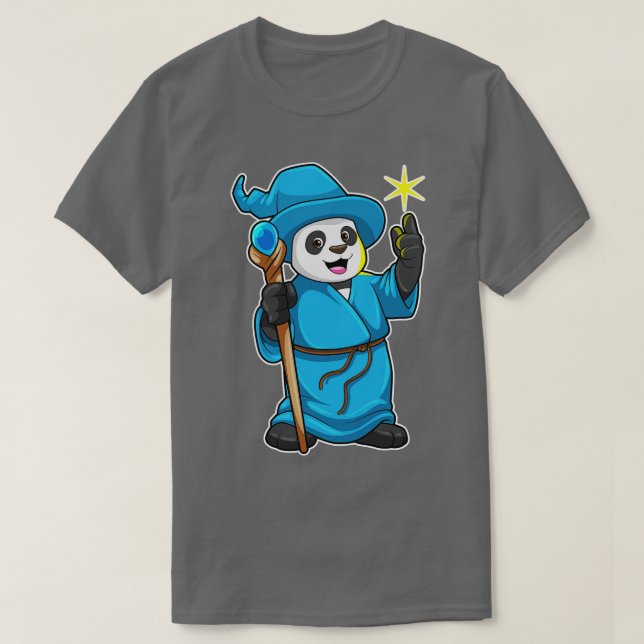 T-shirt Panda comme Assistant avec baguette magique (Design devant)