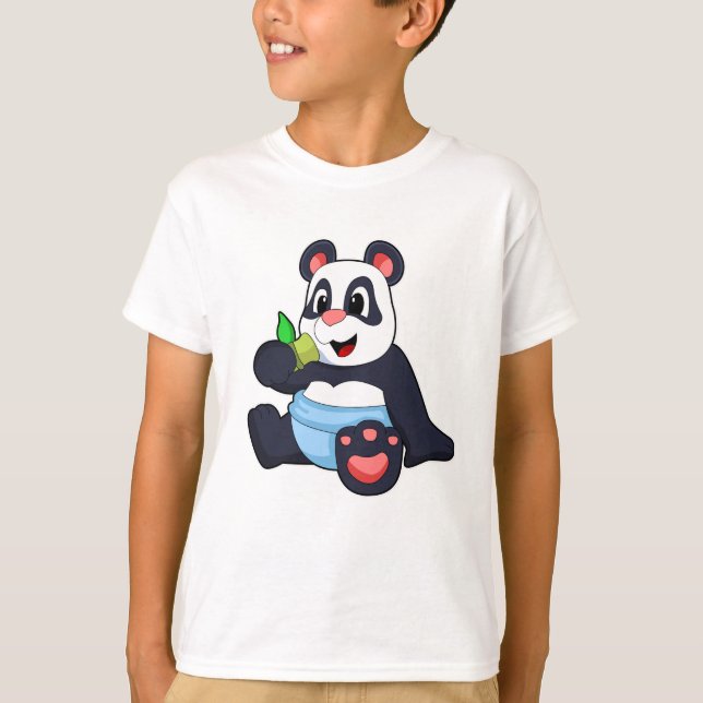 T-shirt Panda comme bébé avec Bambus (Devant)