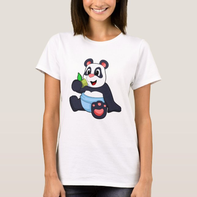 T-shirt Panda comme bébé avec Bambus (Devant)
