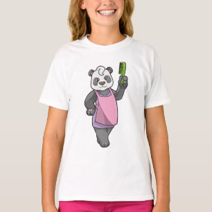 T-shirt Panda comme coiffeur avec peigne