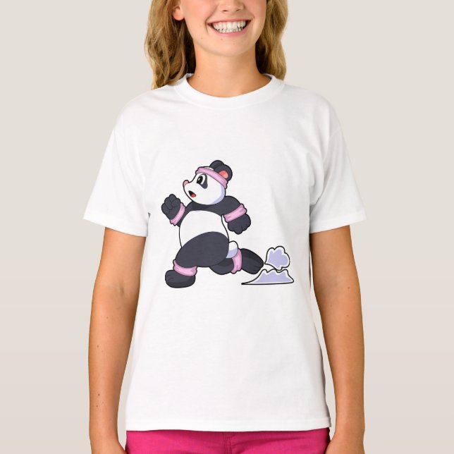 T-shirt Panda comme coureur à la course (Devant)