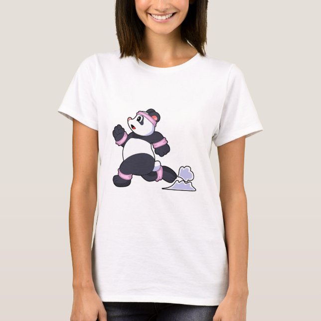 T-shirt Panda comme coureur à la course (Devant)