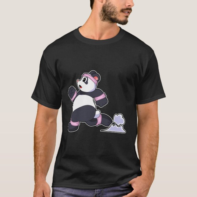 T-shirt Panda comme coureur à la course (Devant)