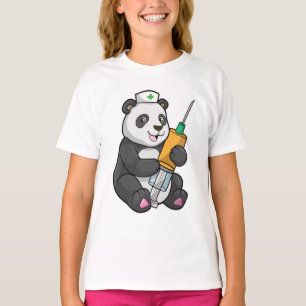 T-shirt Panda comme infirmière avec seringue