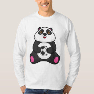 T-shirt Panda comme joueur de football avec balle de footb