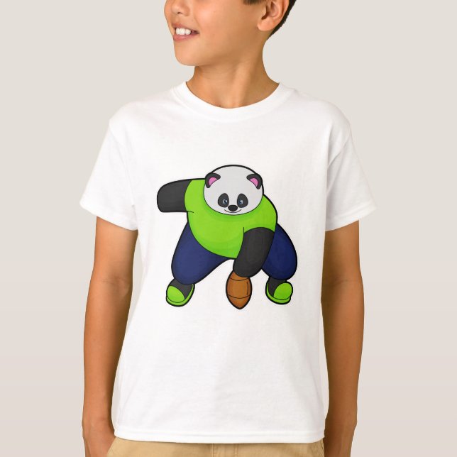 T-shirt Panda comme joueur de football avec football (Devant)