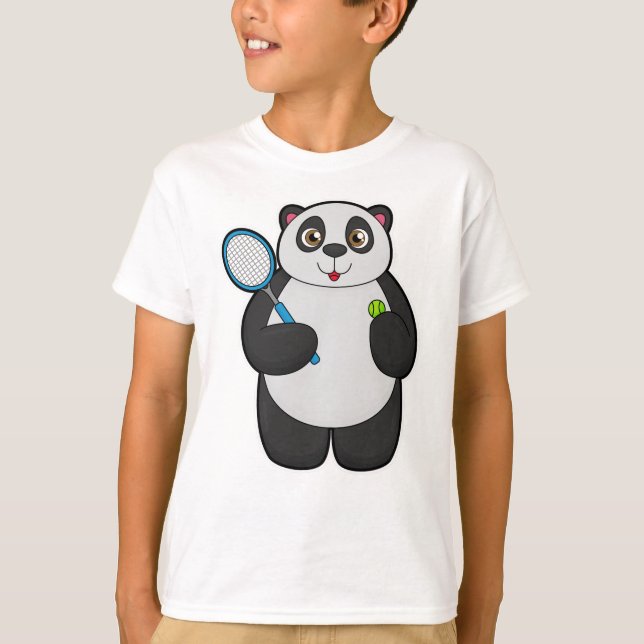 T-shirt Panda comme joueur de tennis avec raquette de tenn (Devant)