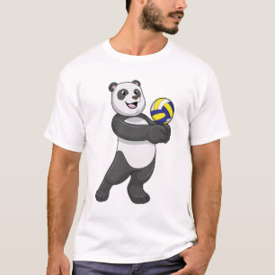 T-shirt Panda comme joueur de volleyball avec volleyball