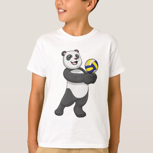 T-shirt Panda comme joueur de volleyball avec volleyball (Devant)